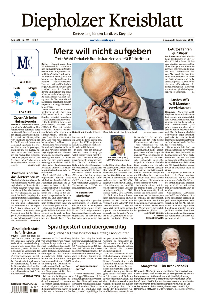 Diepholzer Kreisblatt vom Dienstag, 08.09.2026