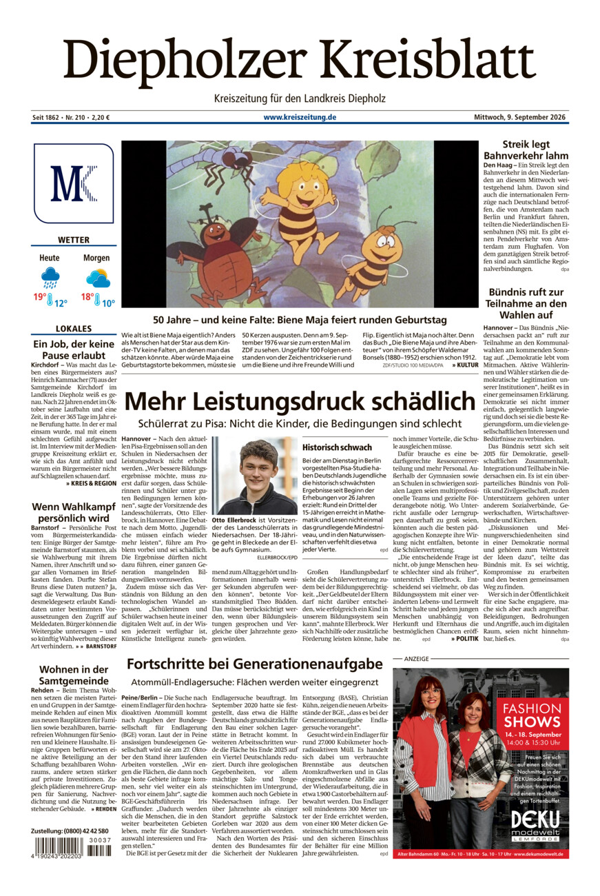 Diepholzer Kreisblatt vom Mittwoch, 09.09.2026