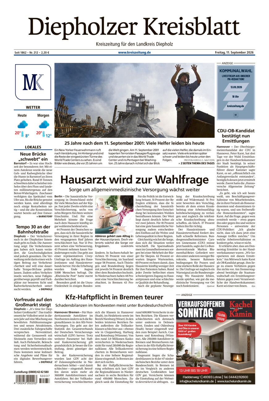 Diepholzer Kreisblatt vom Freitag, 11.09.2026