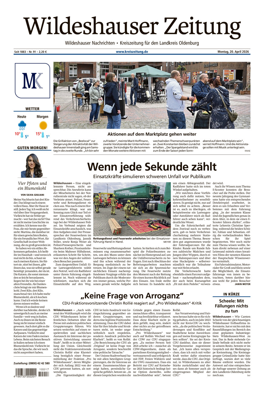 Wildeshauser Zeitung vom Montag, 20.04.2026