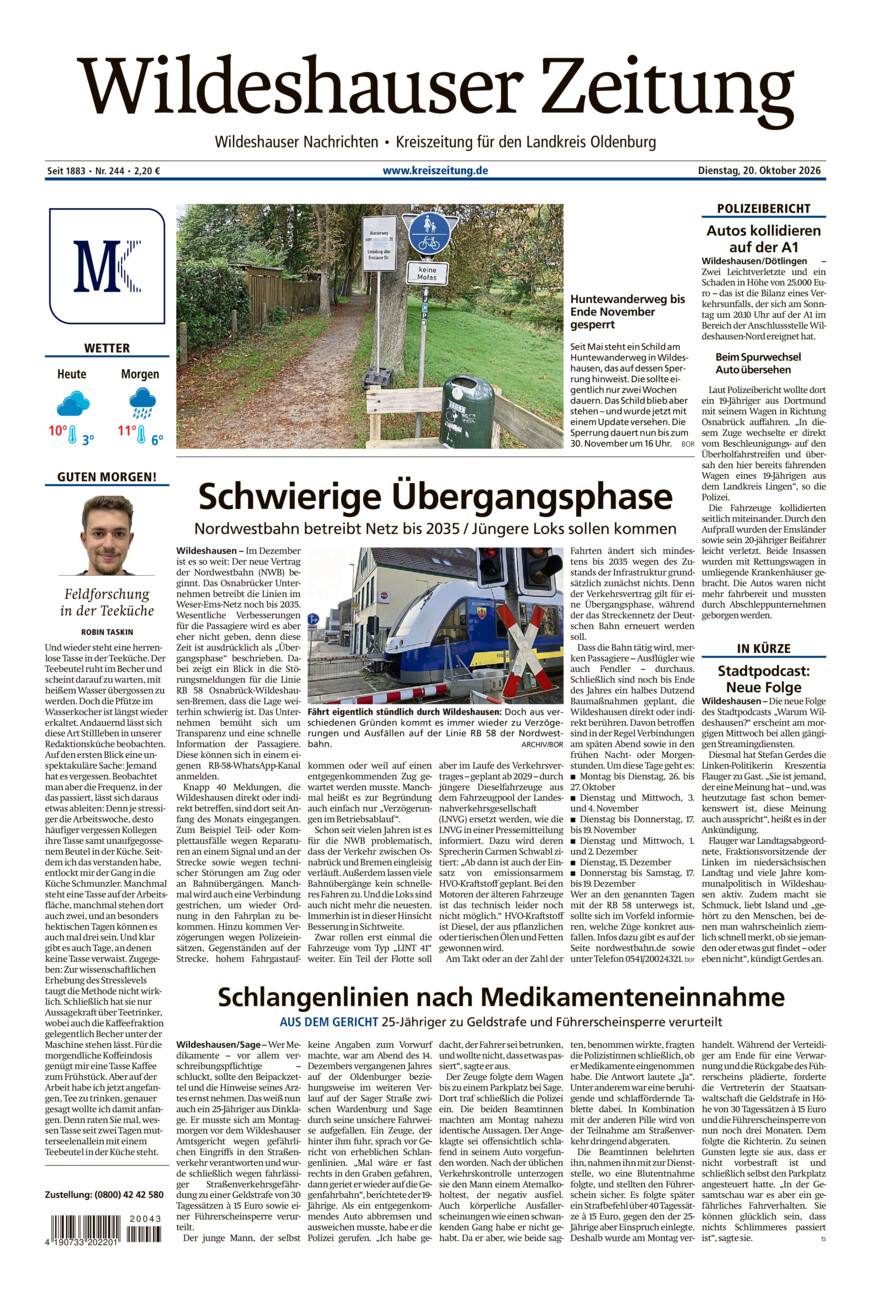 Wildeshauser Zeitung vom Dienstag, 20.10.2026