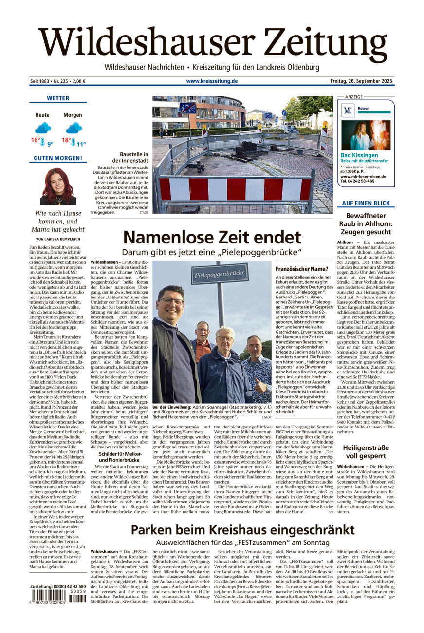 Wildeshauser Zeitung vom Freitag, 26.09.2025