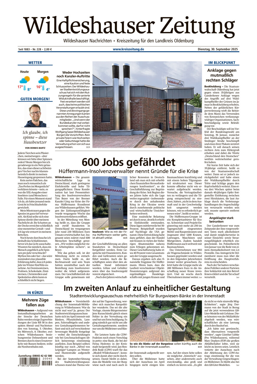 Wildeshauser Zeitung vom Dienstag, 30.09.2025