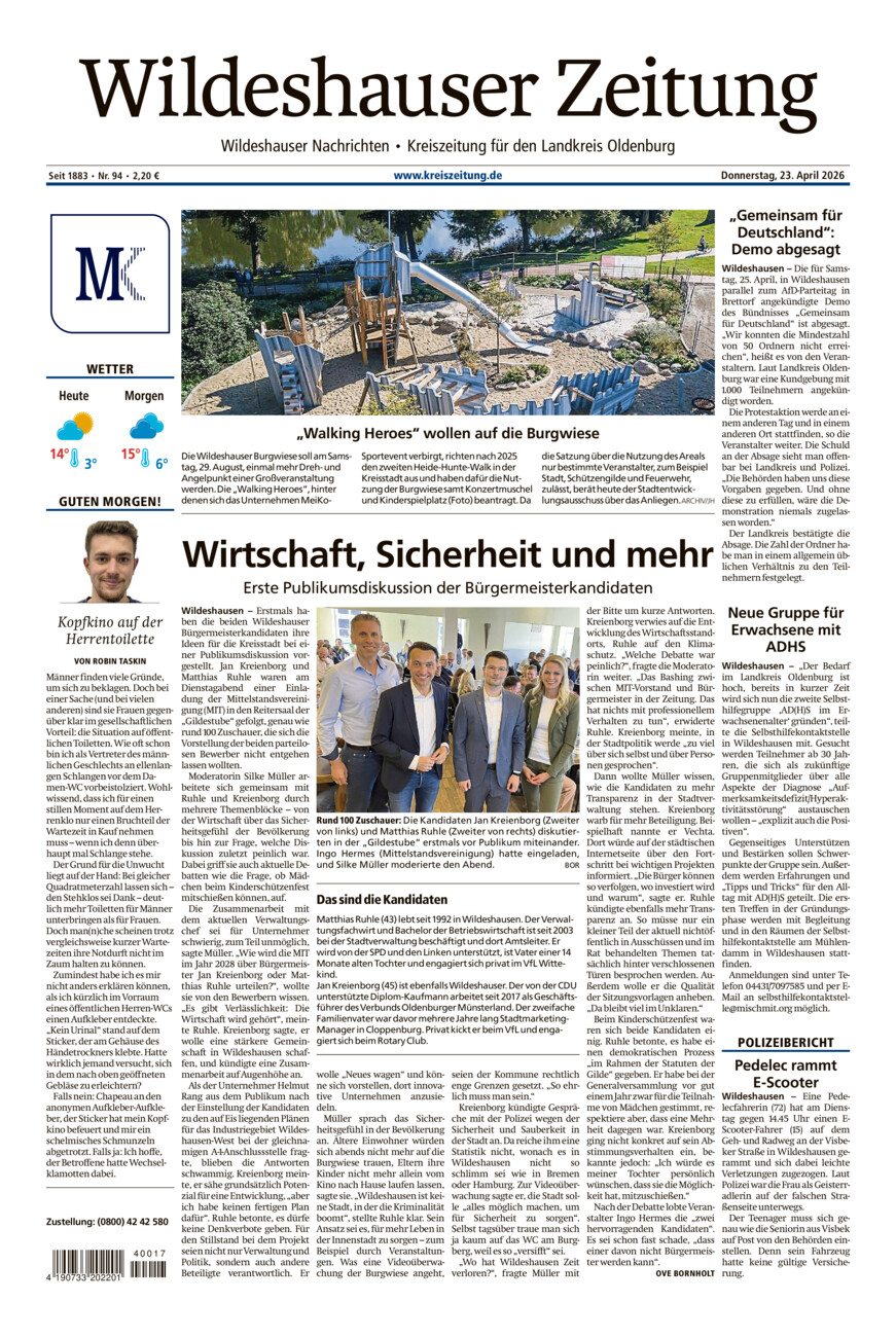 Wildeshauser Zeitung vom Donnerstag, 23.04.2026