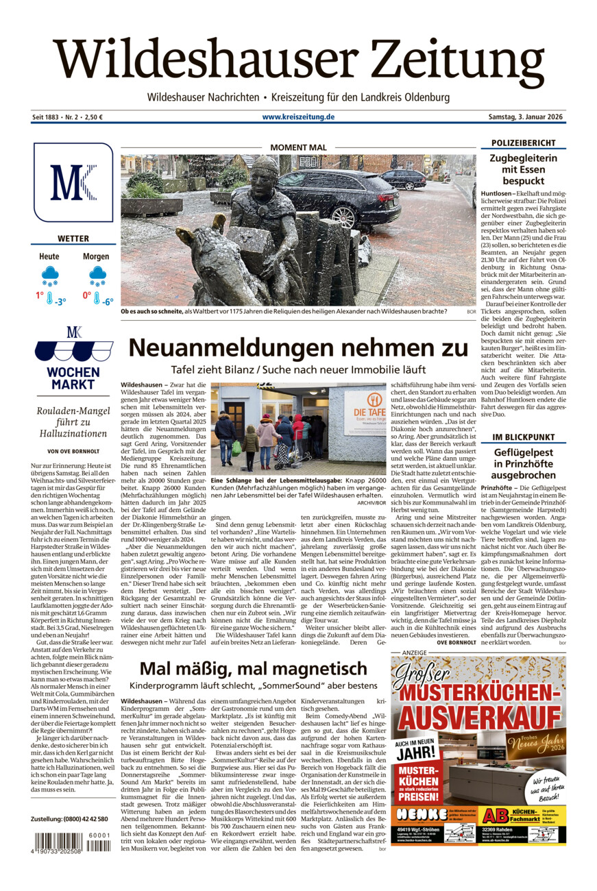 Wildeshauser Zeitung vom Samstag, 03.01.2026