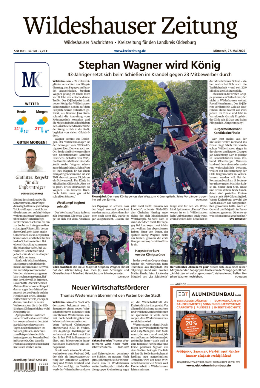 Wildeshauser Zeitung vom Mittwoch, 27.05.2026