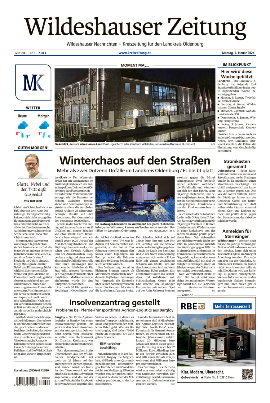 Wildeshauser Zeitung vom Montag, 05.01.2026