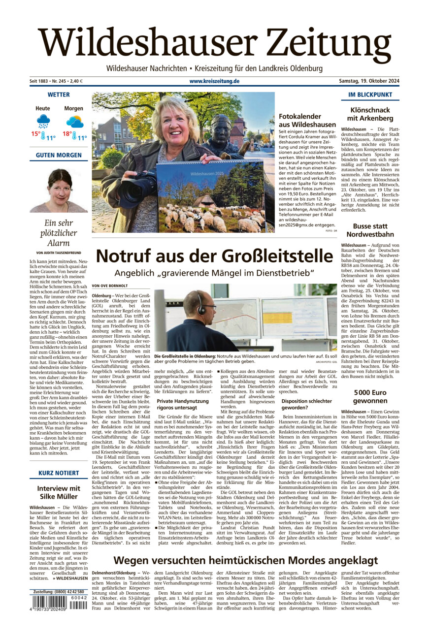 Wildeshauser Zeitung vom Samstag, 19.10.2024