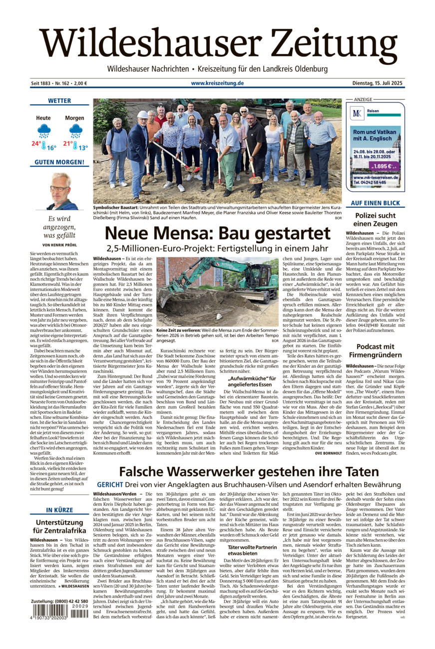 Wildeshauser Zeitung vom Dienstag, 15.07.2025