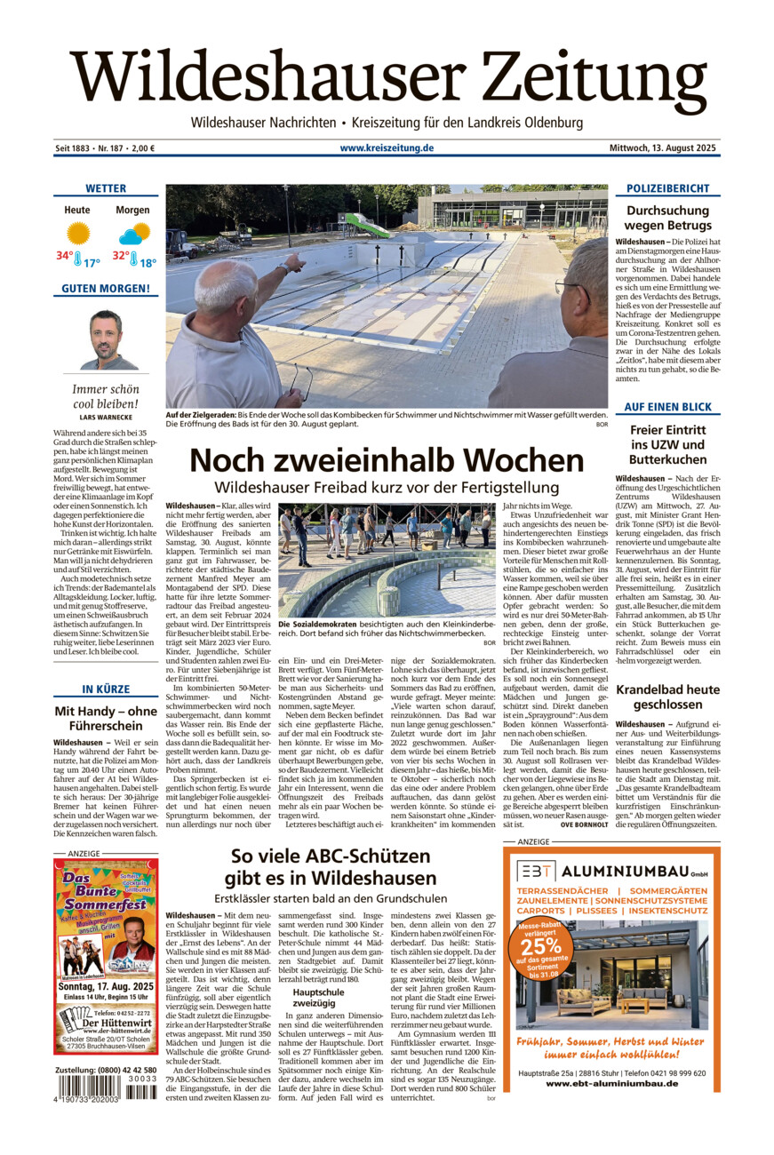 Wildeshauser Zeitung vom Mittwoch, 13.08.2025
