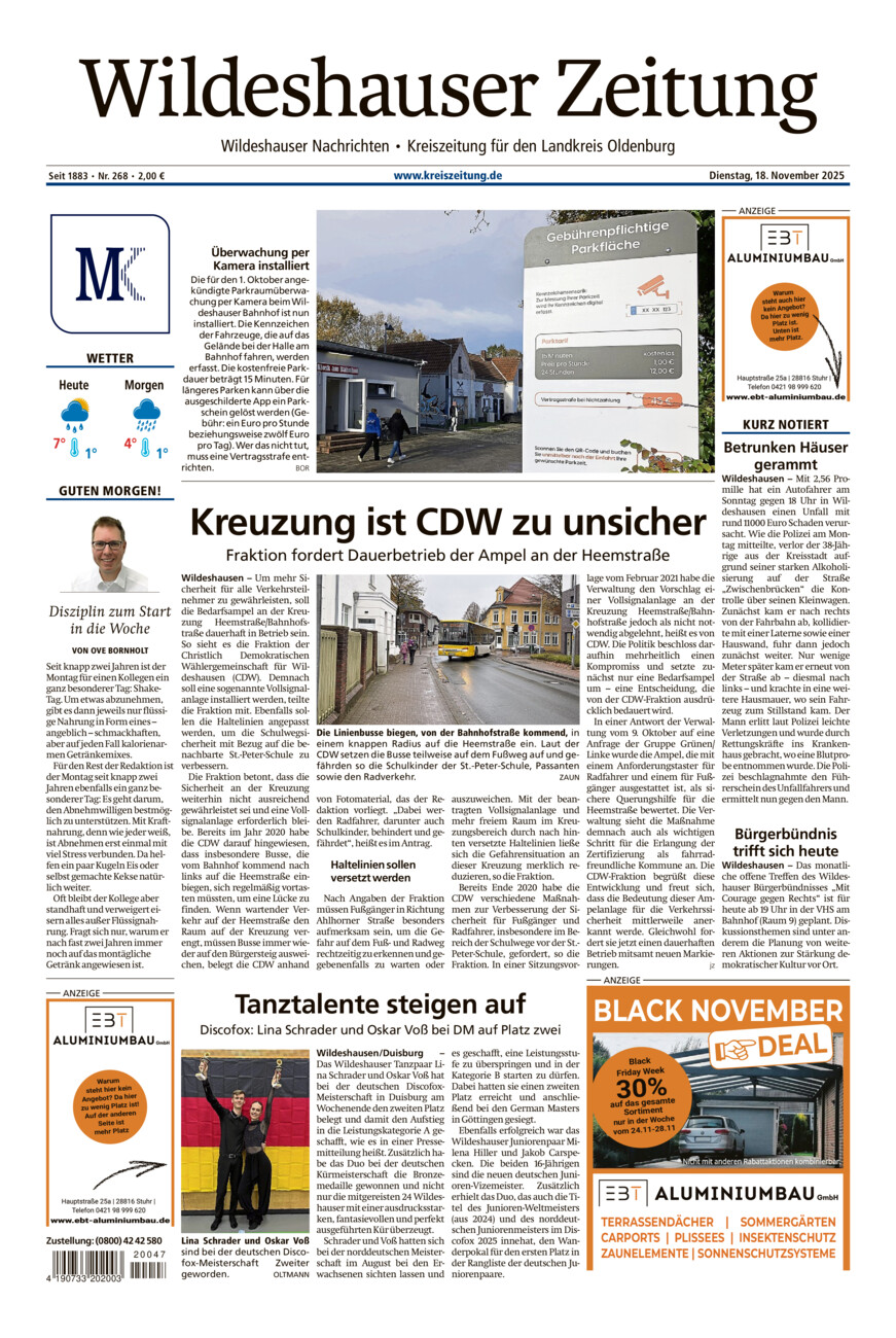 Wildeshauser Zeitung vom Dienstag, 18.11.2025