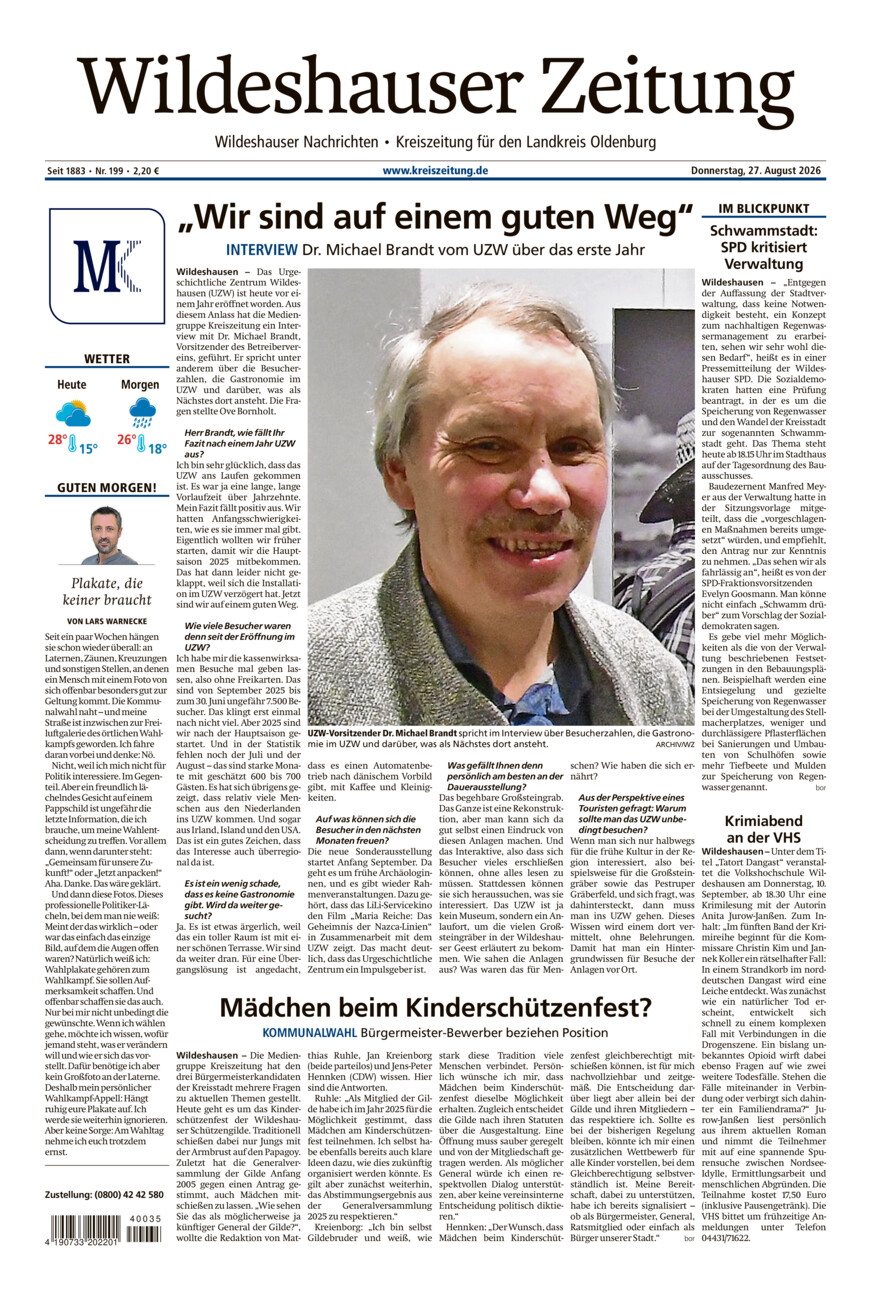 Wildeshauser Zeitung vom Donnerstag, 27.08.2026