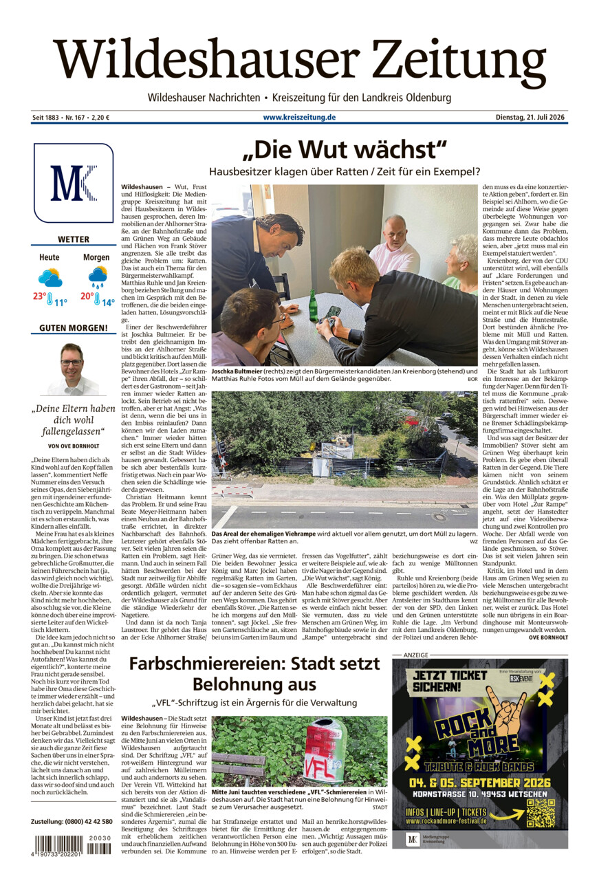 Wildeshauser Zeitung vom Dienstag, 21.07.2026