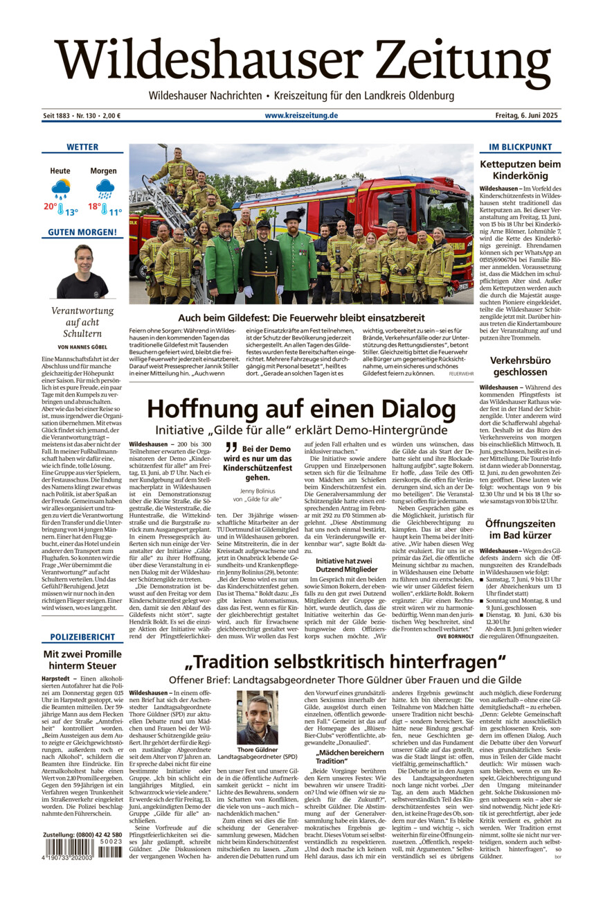 Wildeshauser Zeitung vom Freitag, 06.06.2025