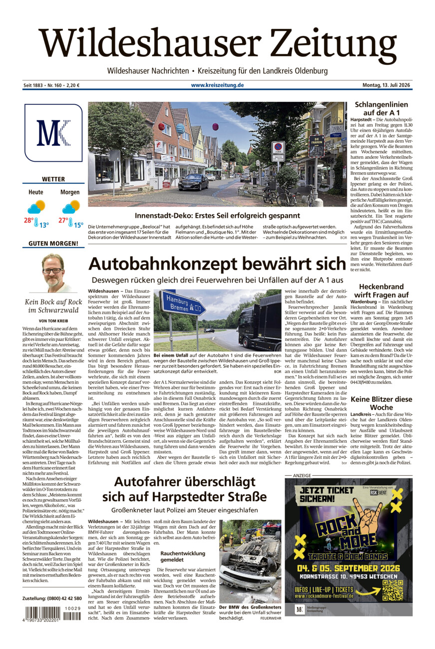 Wildeshauser Zeitung vom Montag, 13.07.2026