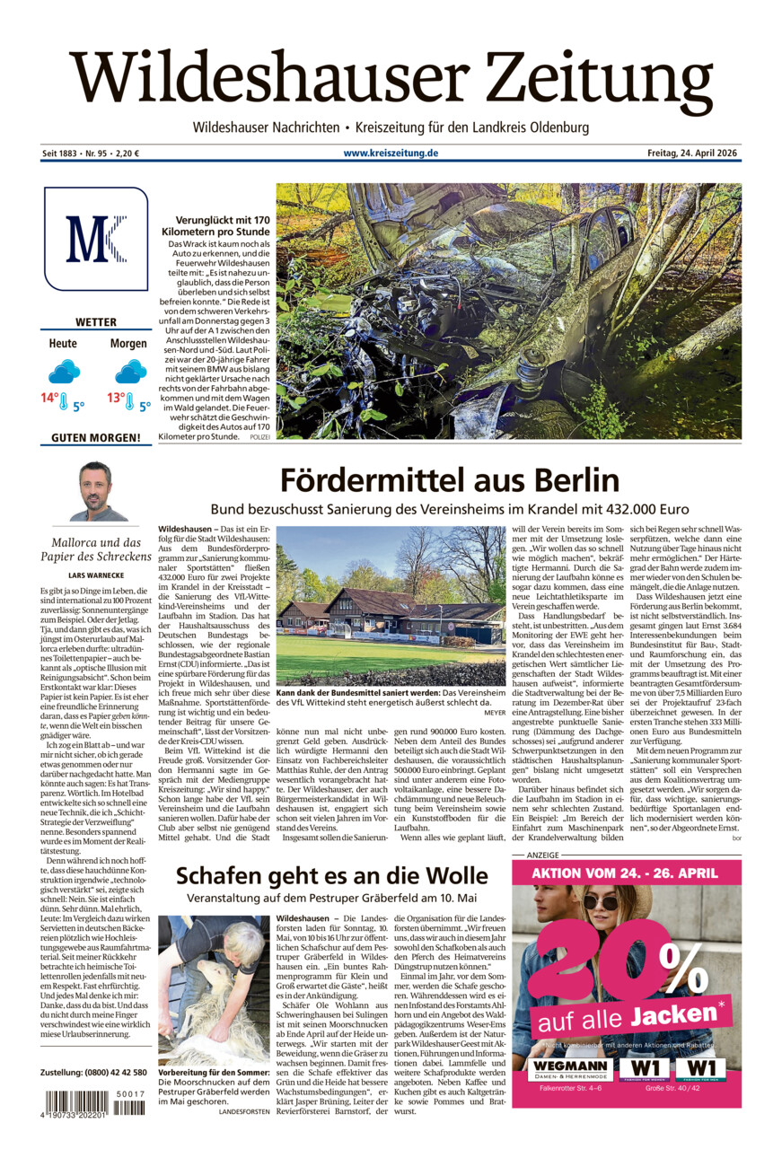 Wildeshauser Zeitung vom Freitag, 24.04.2026