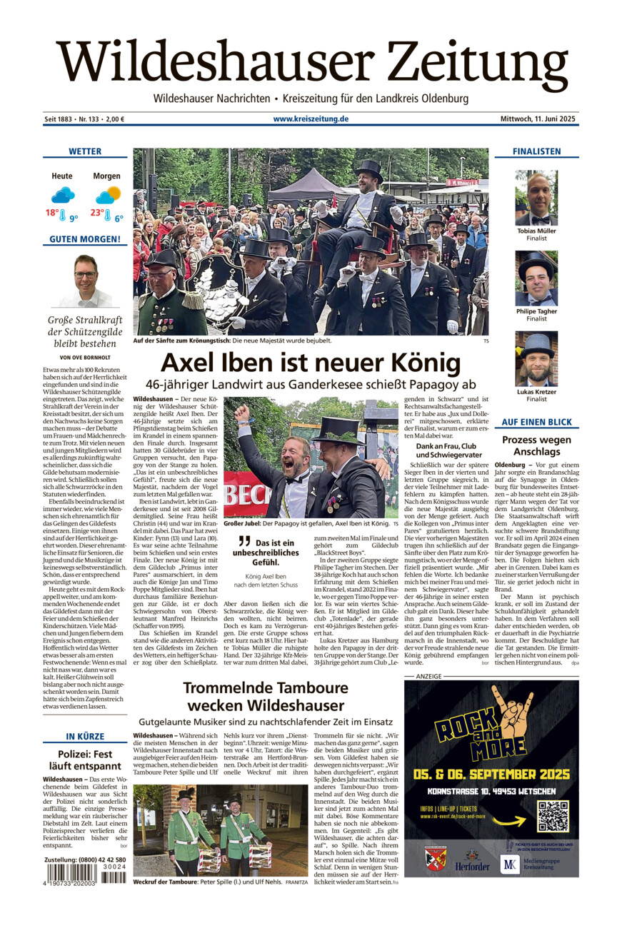 Wildeshauser Zeitung vom Mittwoch, 11.06.2025