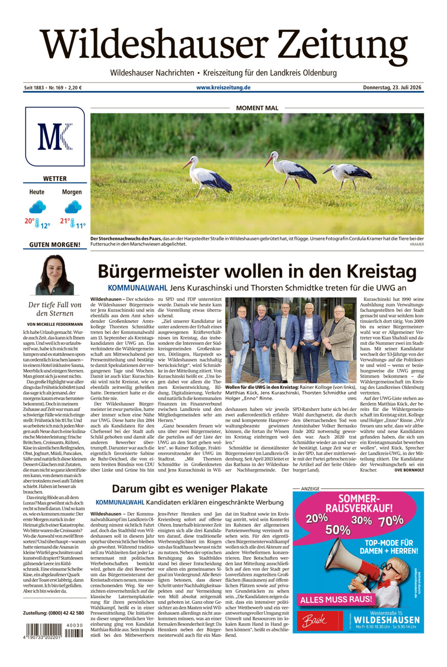 Wildeshauser Zeitung vom Donnerstag, 23.07.2026