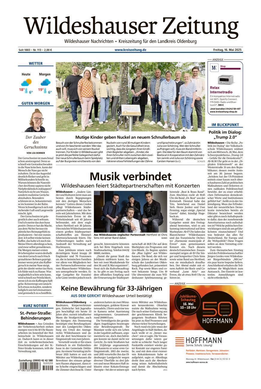 Wildeshauser Zeitung vom Freitag, 16.05.2025