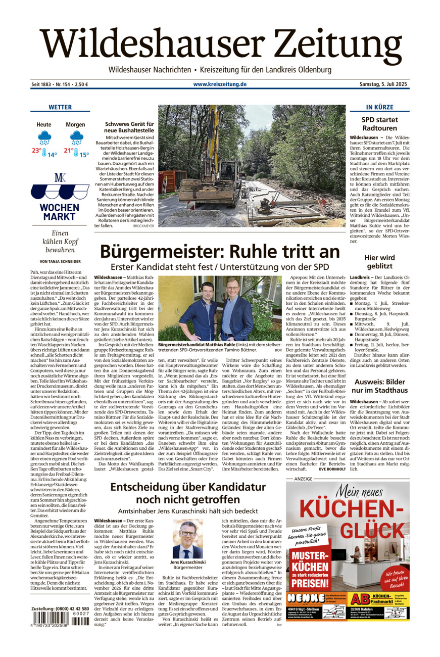 Wildeshauser Zeitung vom Samstag, 05.07.2025