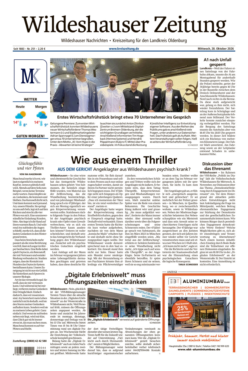 Wildeshauser Zeitung vom Mittwoch, 28.10.2026