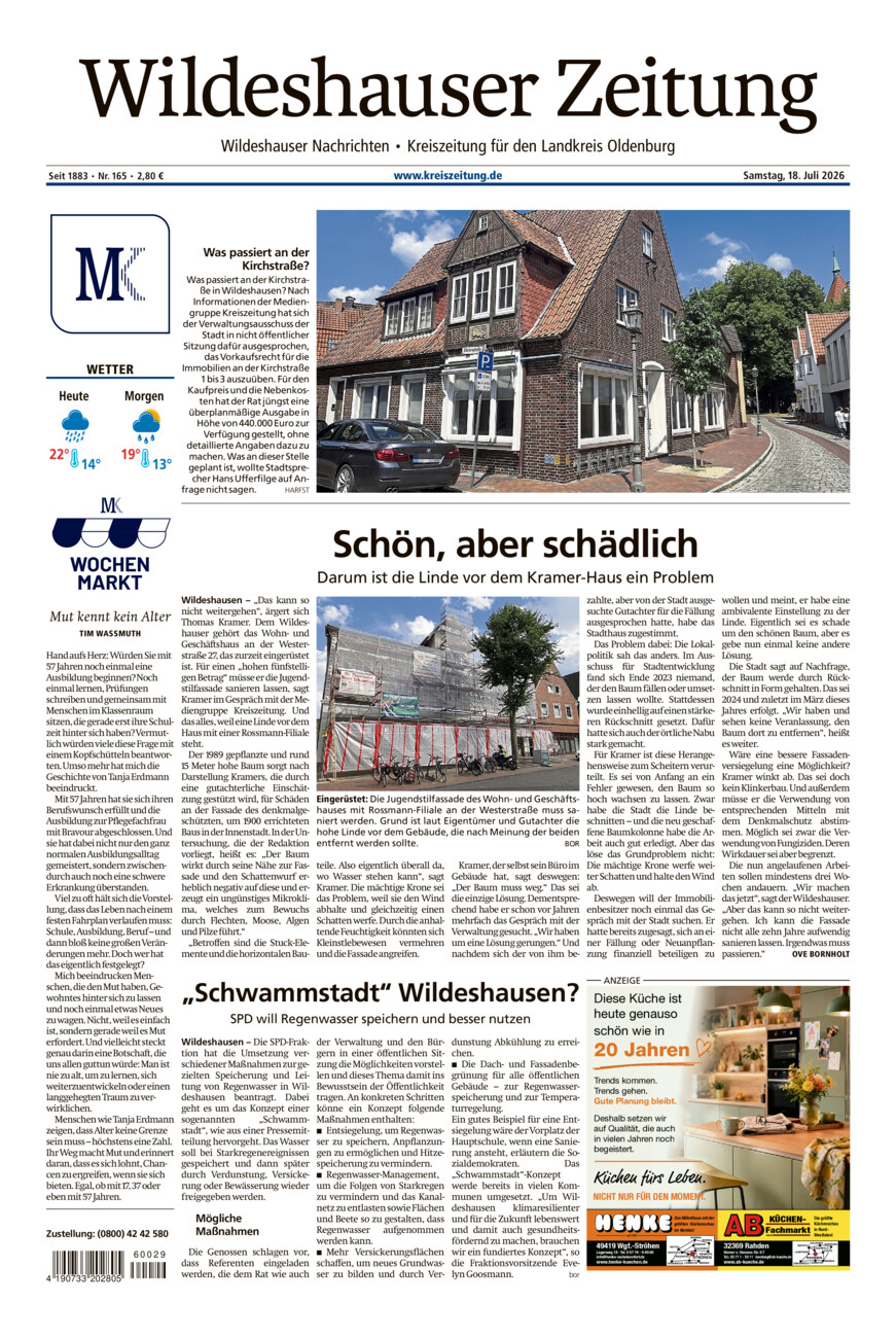 Wildeshauser Zeitung vom Samstag, 18.07.2026