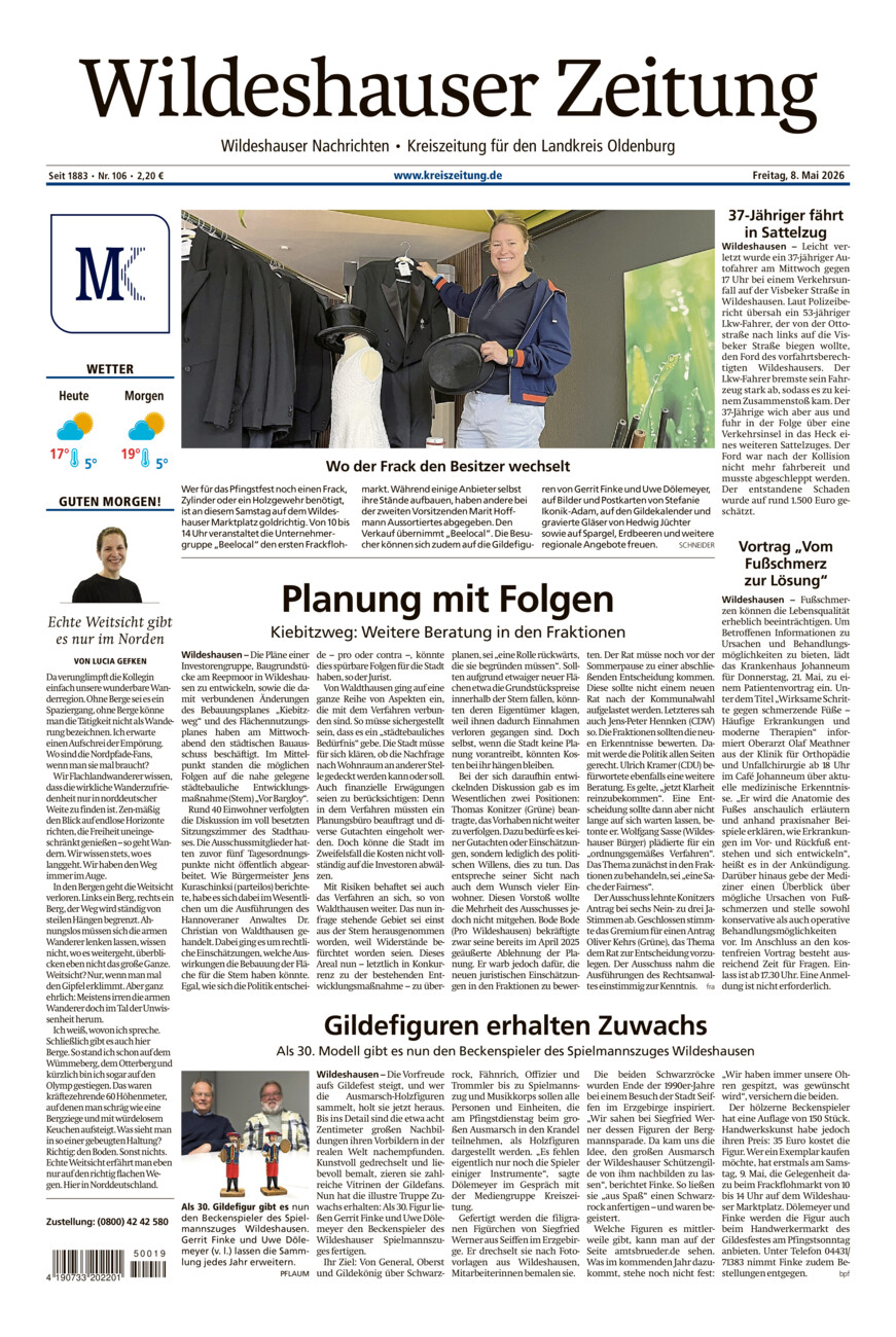 Wildeshauser Zeitung vom Freitag, 08.05.2026
