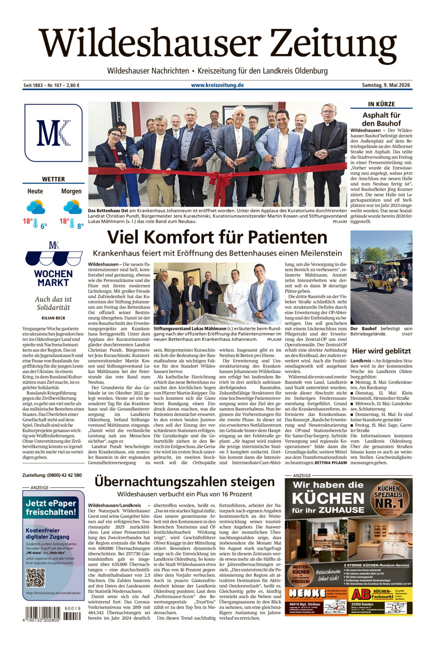 Wildeshauser Zeitung vom Samstag, 09.05.2026
