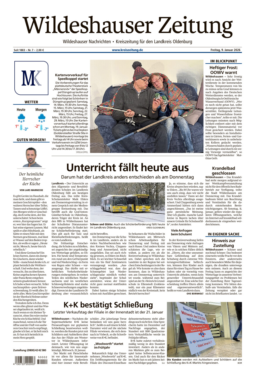 Wildeshauser Zeitung vom Freitag, 09.01.2026