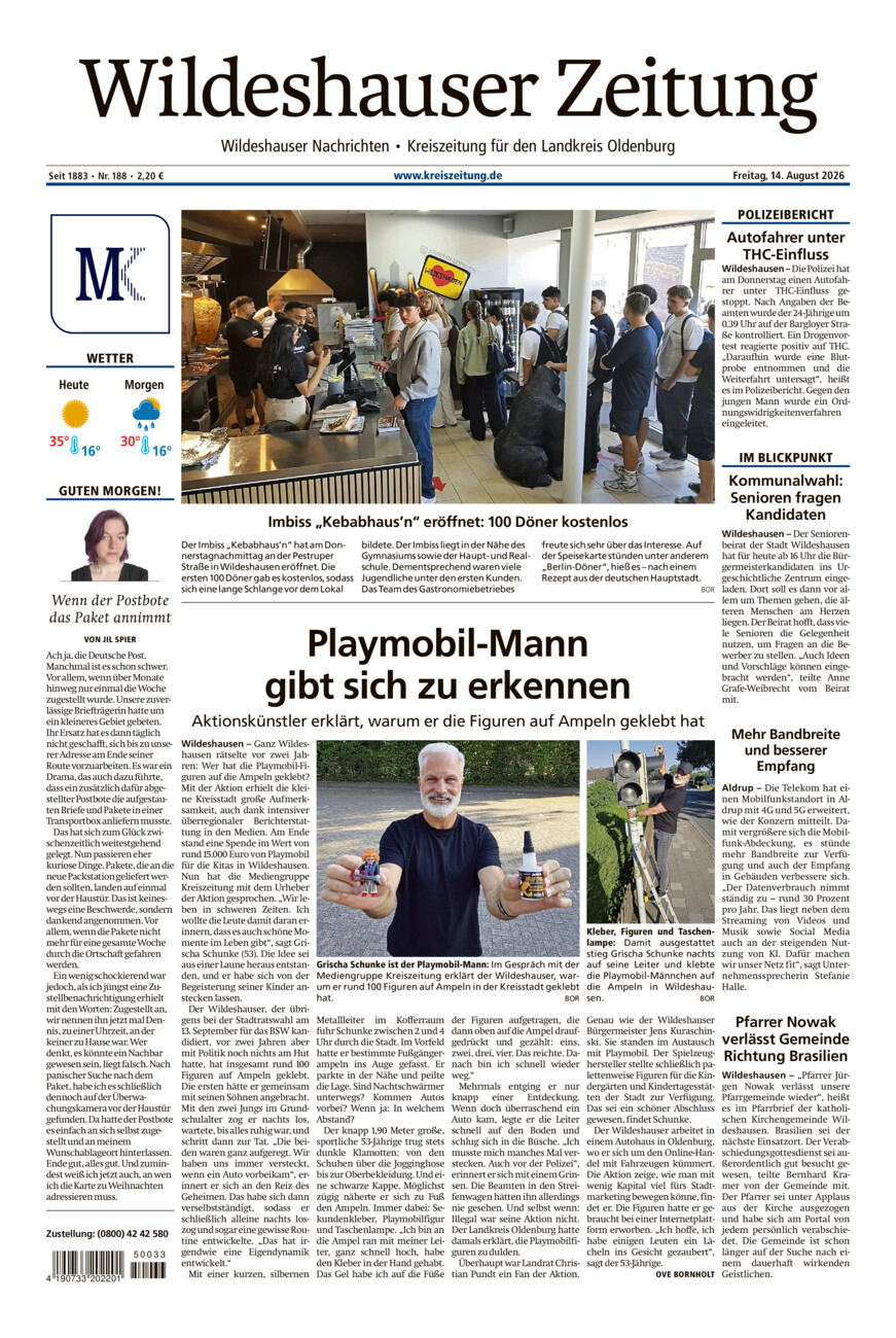 Wildeshauser Zeitung vom Freitag, 14.08.2026