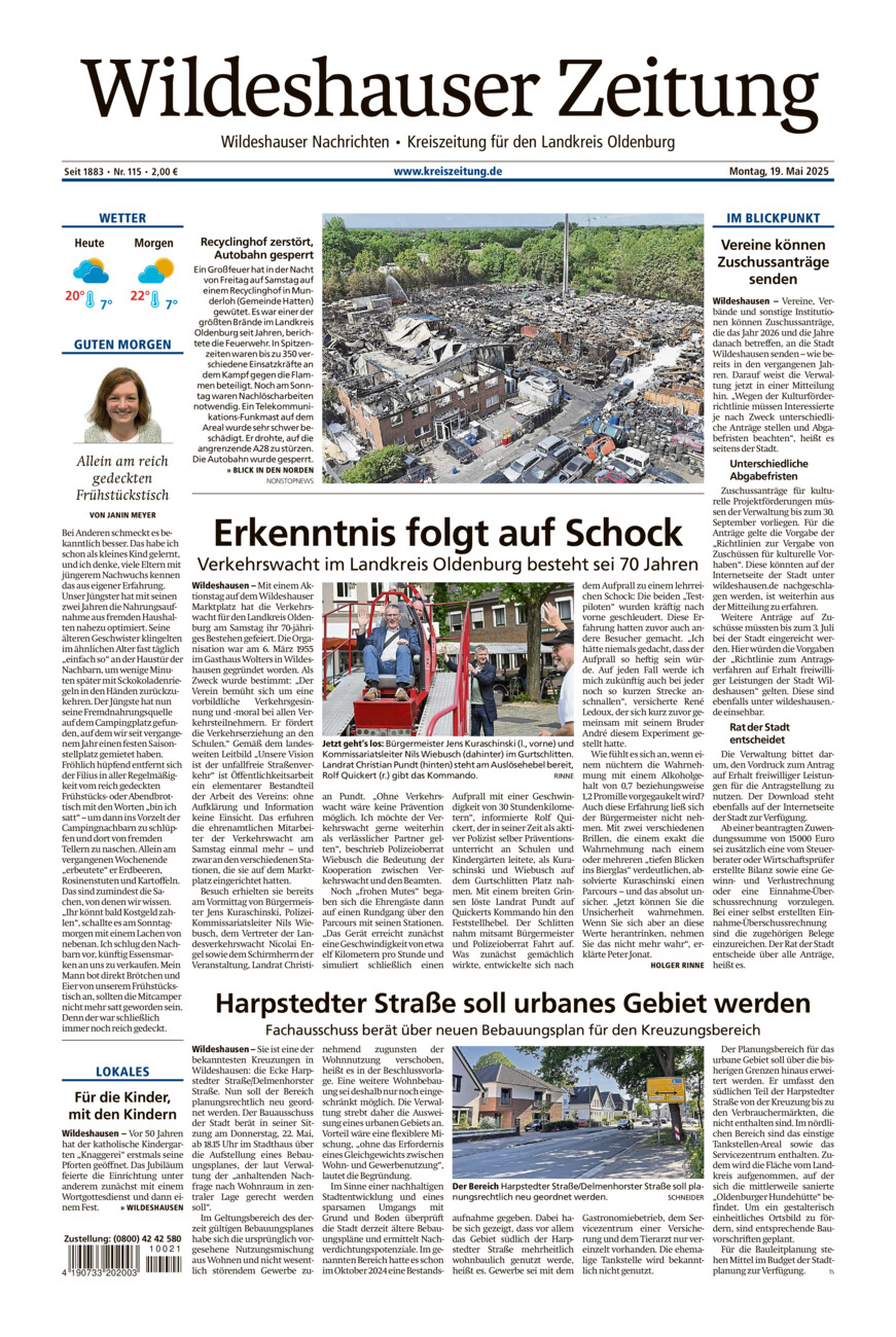 Wildeshauser Zeitung vom Montag, 19.05.2025