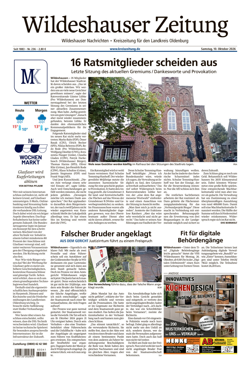 Wildeshauser Zeitung vom Samstag, 10.10.2026