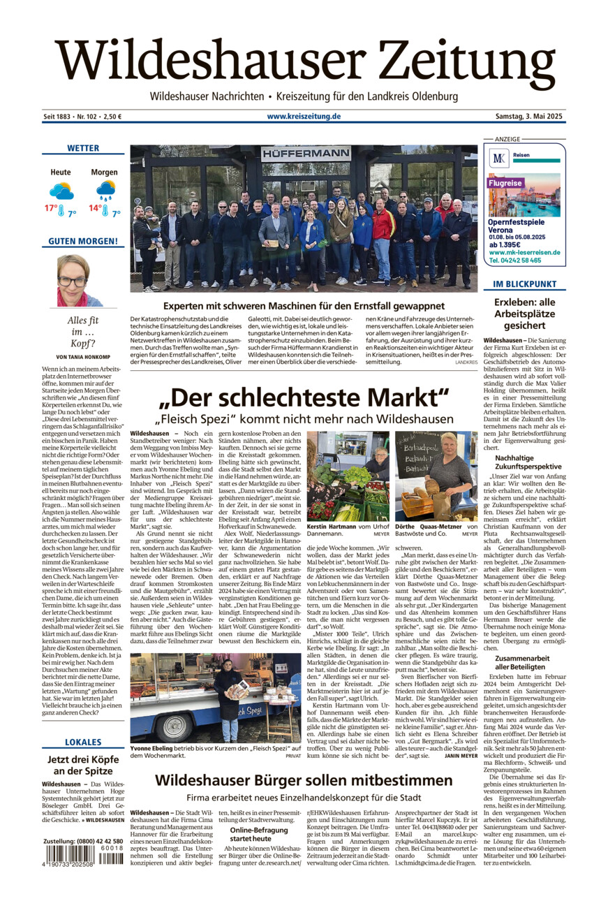Wildeshauser Zeitung vom Samstag, 03.05.2025