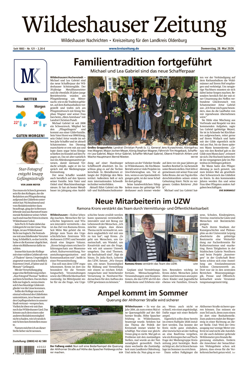Wildeshauser Zeitung vom Donnerstag, 28.05.2026