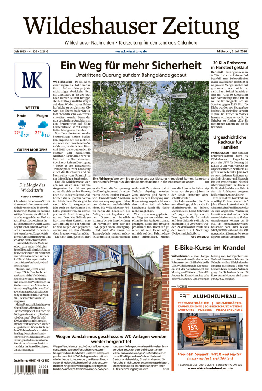 Wildeshauser Zeitung vom Mittwoch, 08.07.2026
