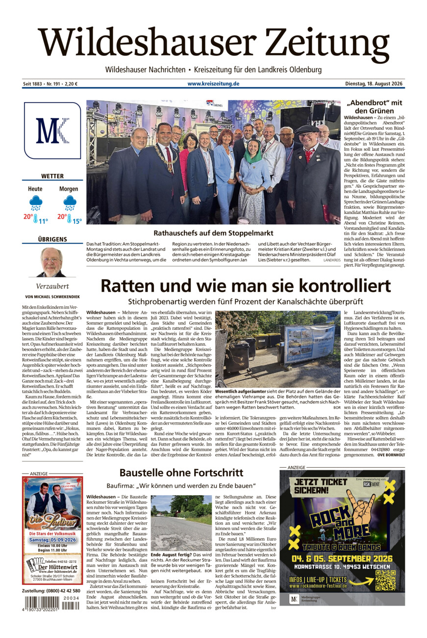 Wildeshauser Zeitung vom Dienstag, 18.08.2026
