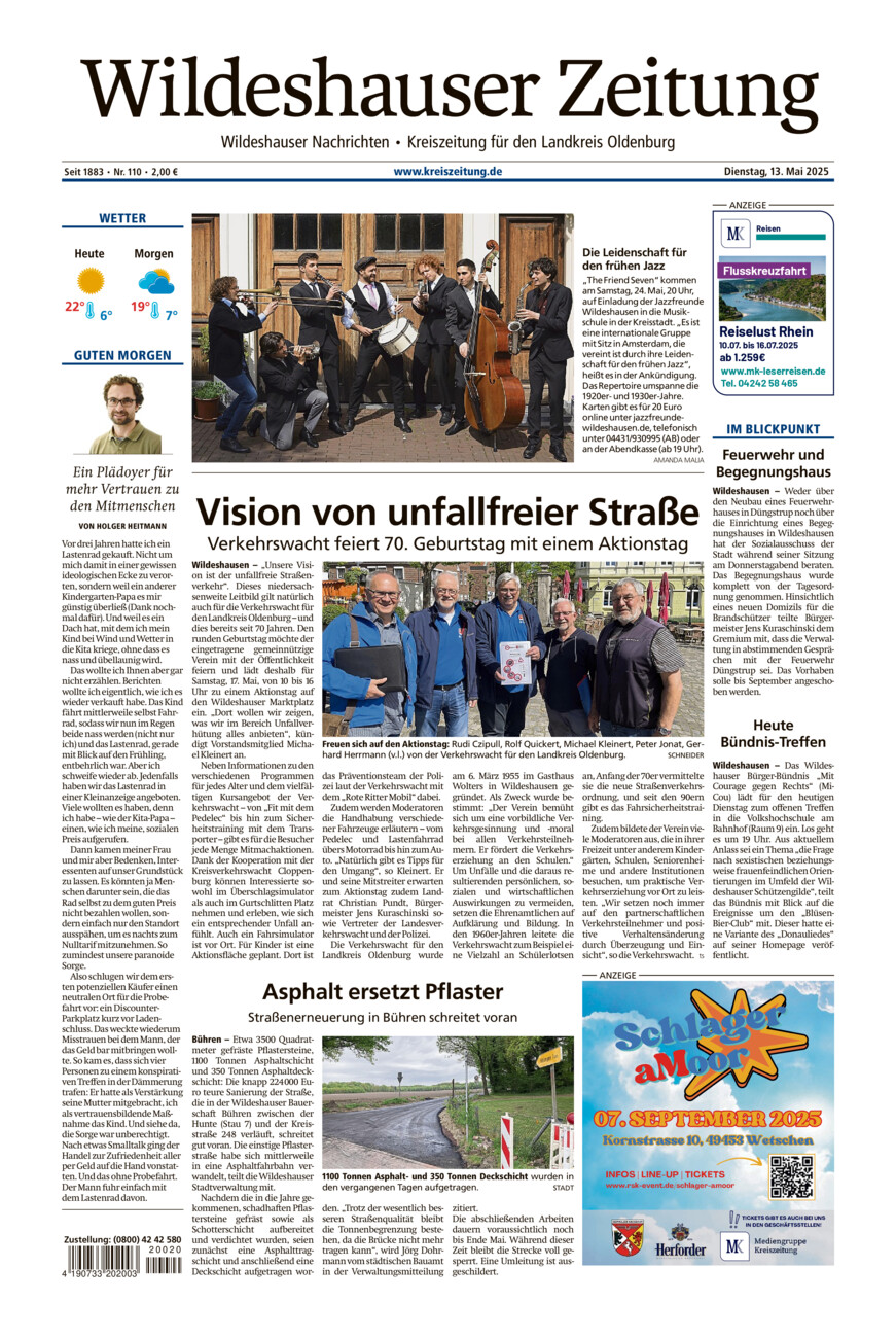 Wildeshauser Zeitung vom Dienstag, 13.05.2025