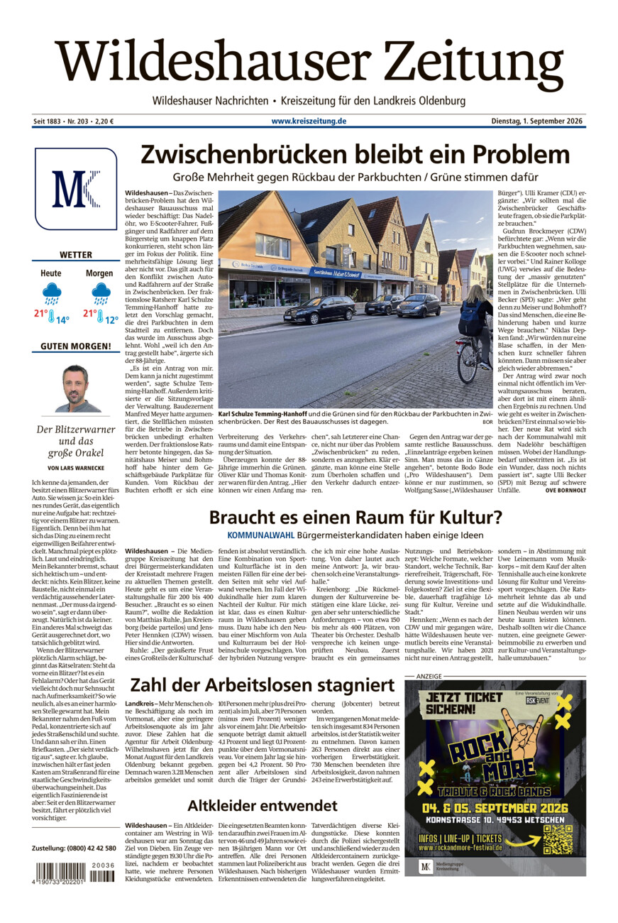 Wildeshauser Zeitung vom Dienstag, 01.09.2026