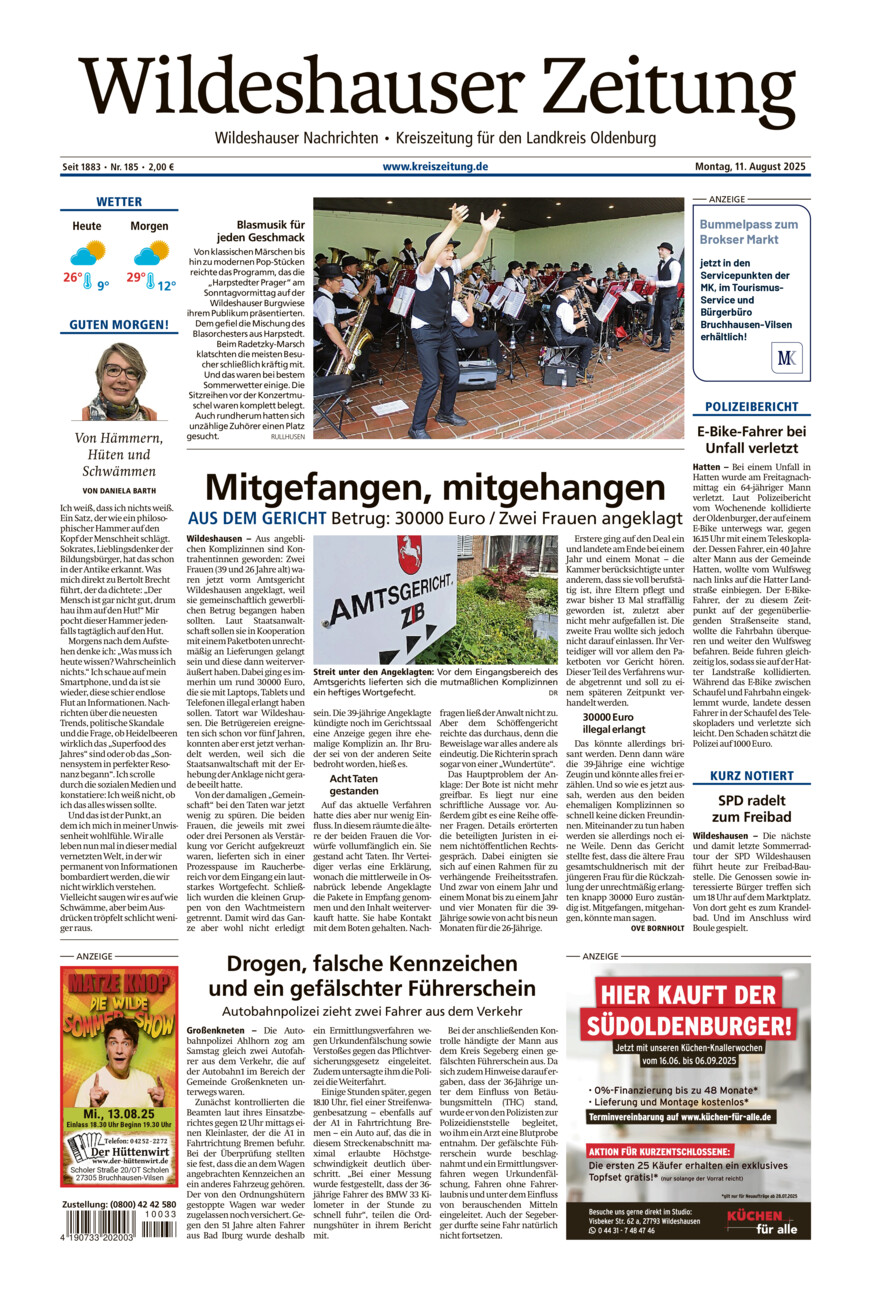 Wildeshauser Zeitung vom Montag, 11.08.2025