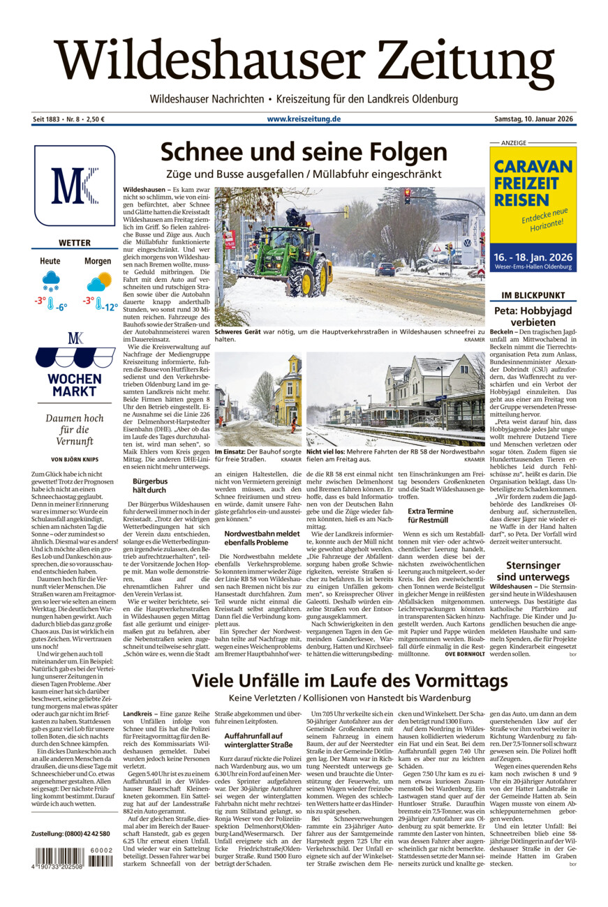 Wildeshauser Zeitung vom Samstag, 10.01.2026
