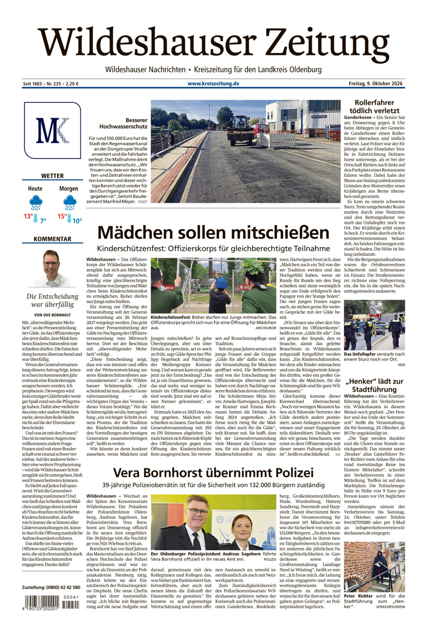 Wildeshauser Zeitung vom Freitag, 09.10.2026
