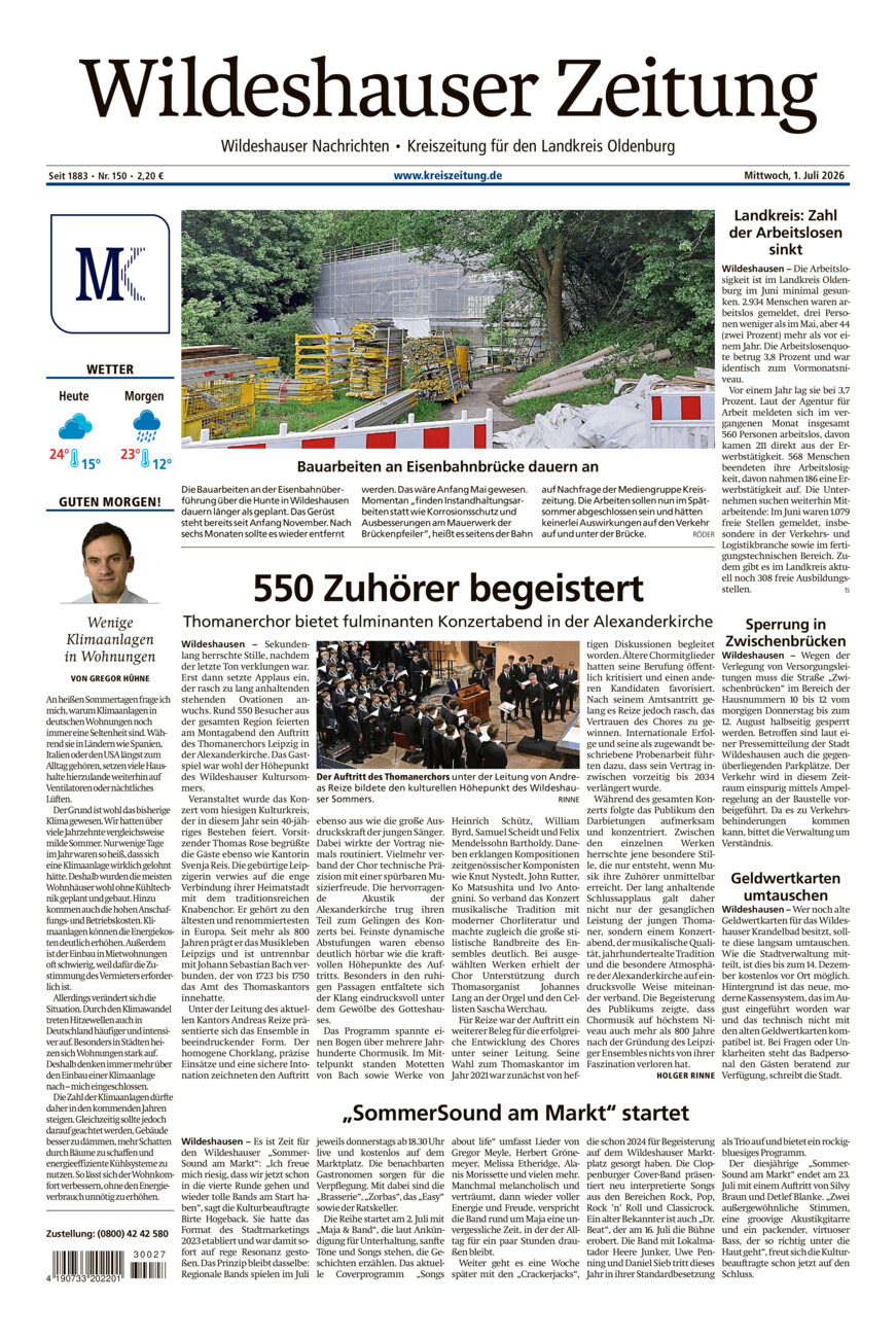 Wildeshauser Zeitung vom Mittwoch, 01.07.2026