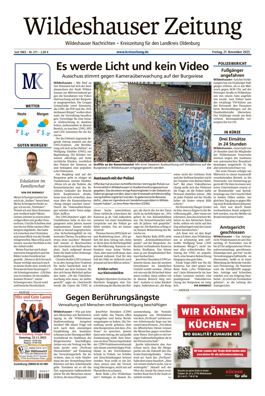 Wildeshauser Zeitung vom Freitag, 21.11.2025