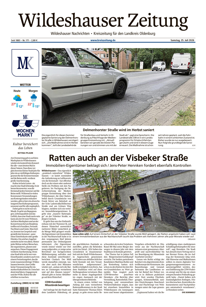 Wildeshauser Zeitung vom Samstag, 25.07.2026