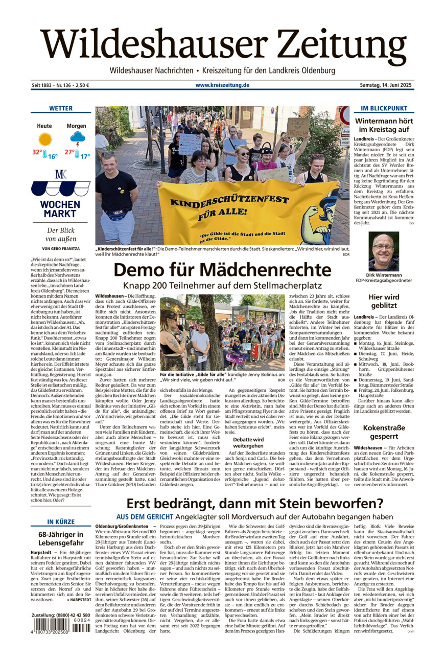 Wildeshauser Zeitung vom Samstag, 14.06.2025