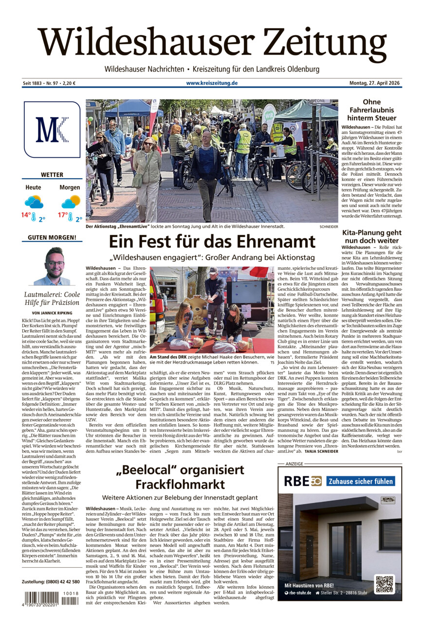 Wildeshauser Zeitung vom Montag, 27.04.2026