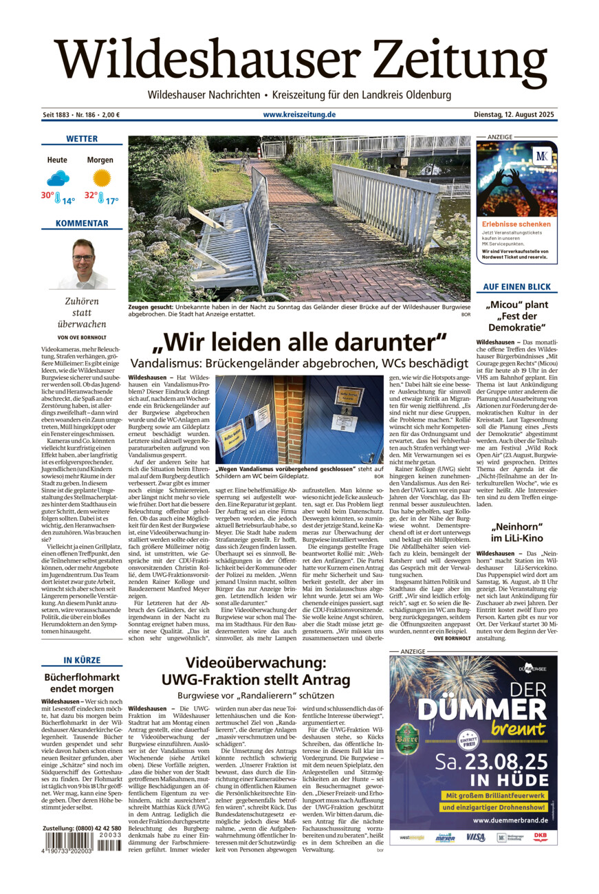 Wildeshauser Zeitung vom Dienstag, 12.08.2025