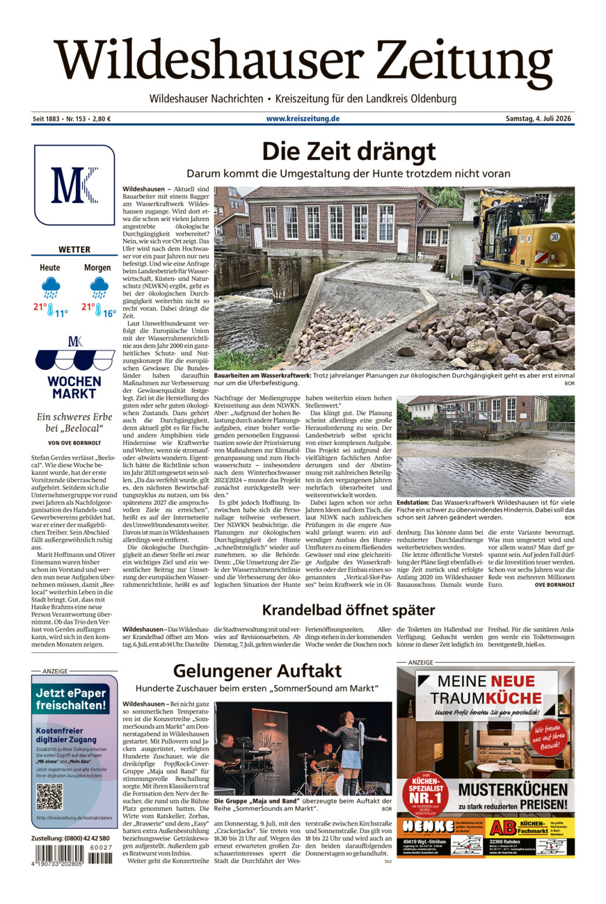 Wildeshauser Zeitung vom Samstag, 04.07.2026