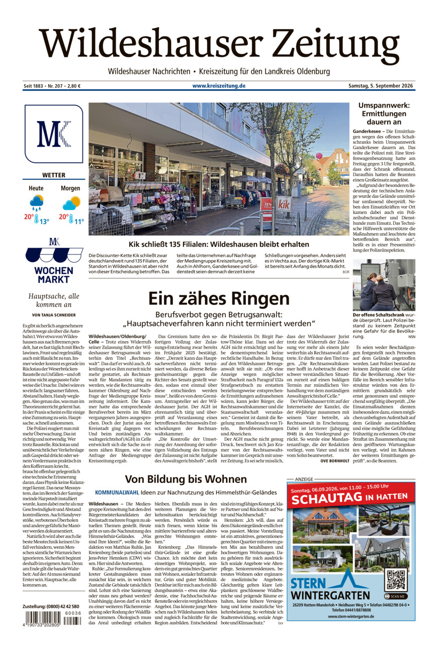 Wildeshauser Zeitung vom Samstag, 05.09.2026
