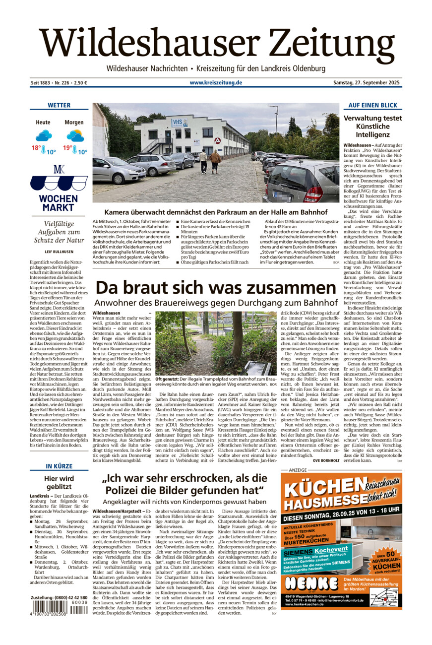 Wildeshauser Zeitung vom Samstag, 27.09.2025